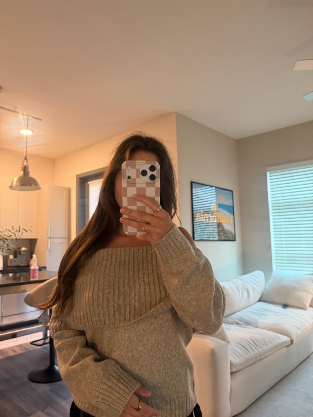 Abercrombie & Fitch Off-the-Shoulder Ribbed Knit Sweater - Taupe